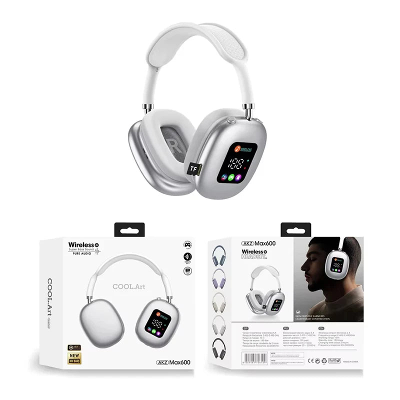 Wireless Bluetooth Earphones with RGB Digital Display and Card Reader
