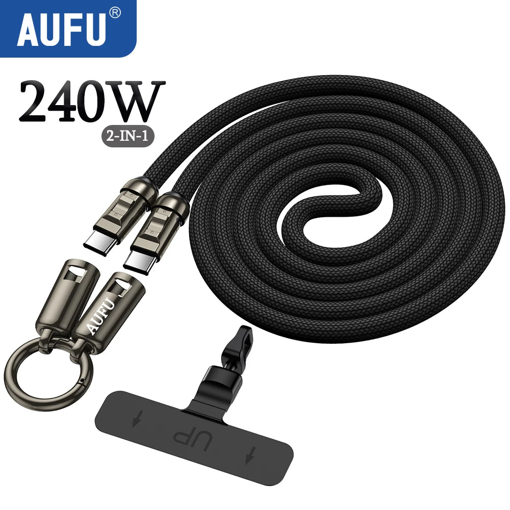 AUFU 240W USB C to C Fast Charging Cable with Lanyard