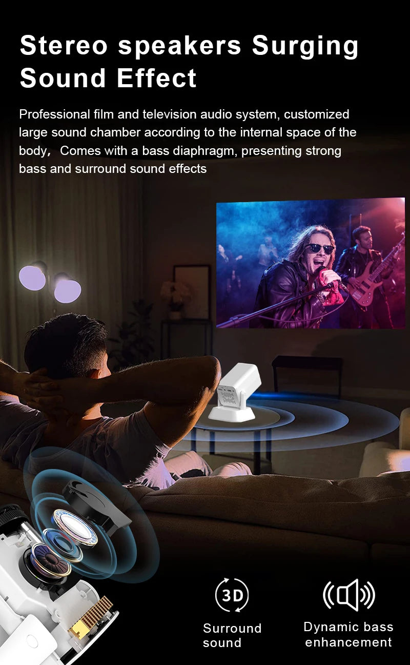 Salange Q7 Mini Projector: Portable WiFi6 Outdoor Movie Projector
