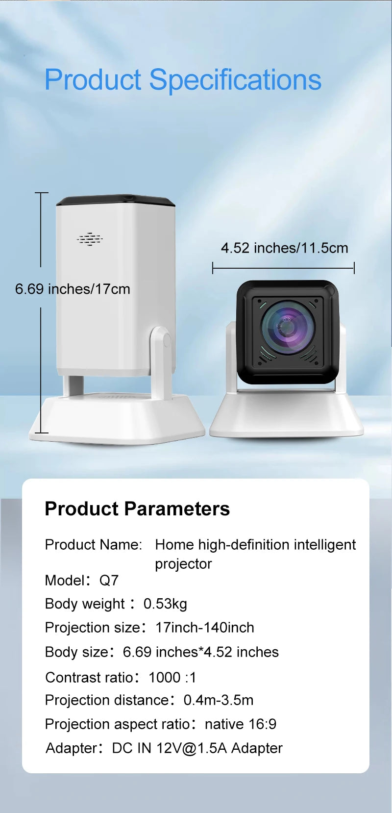Salange Q7 Mini Projector: Portable WiFi6 Outdoor Movie Projector
