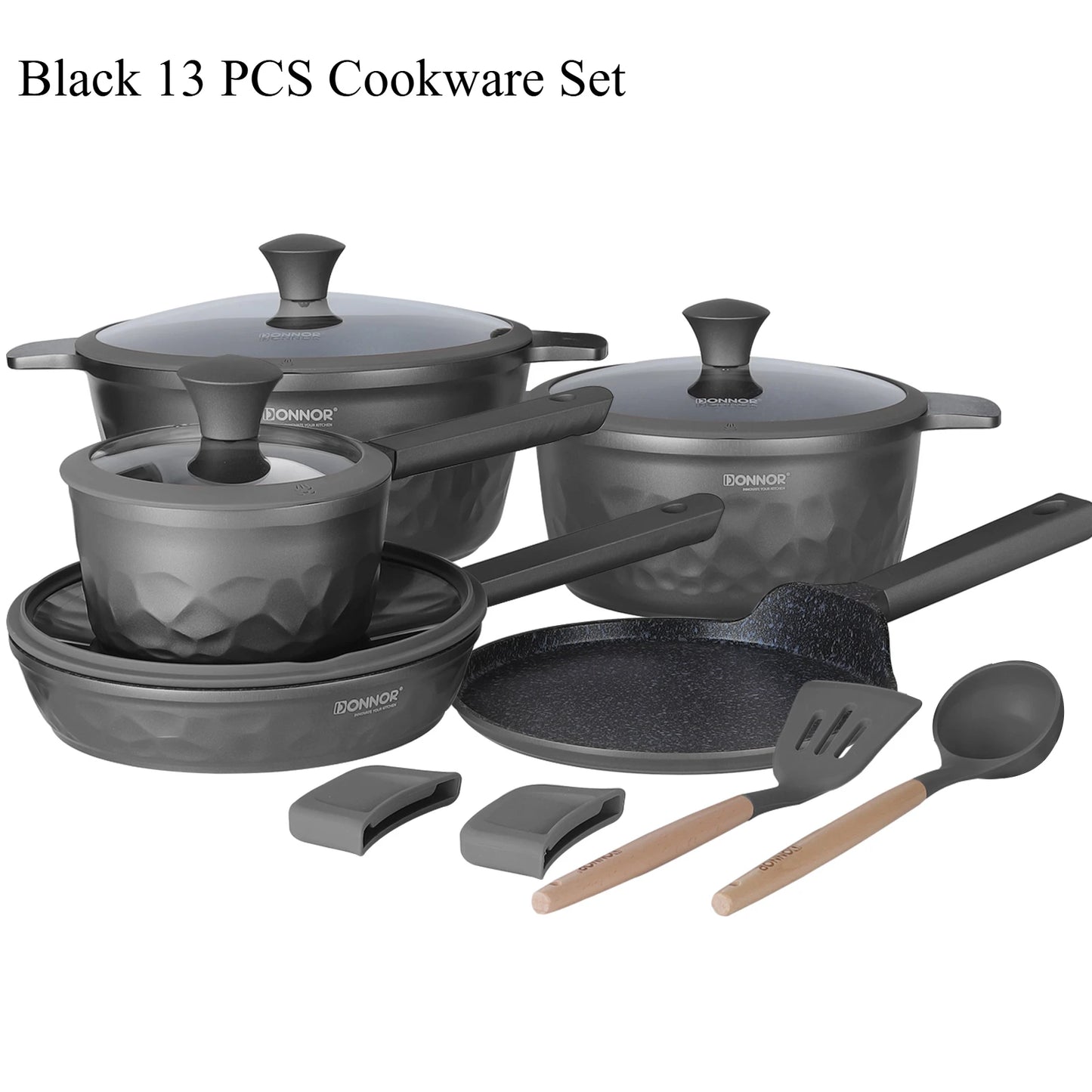 DONNOR 12-Piece Ceramic Cookware Set – Non-Stick, Non-Toxic Pots and Pans for Healthy Cooking
