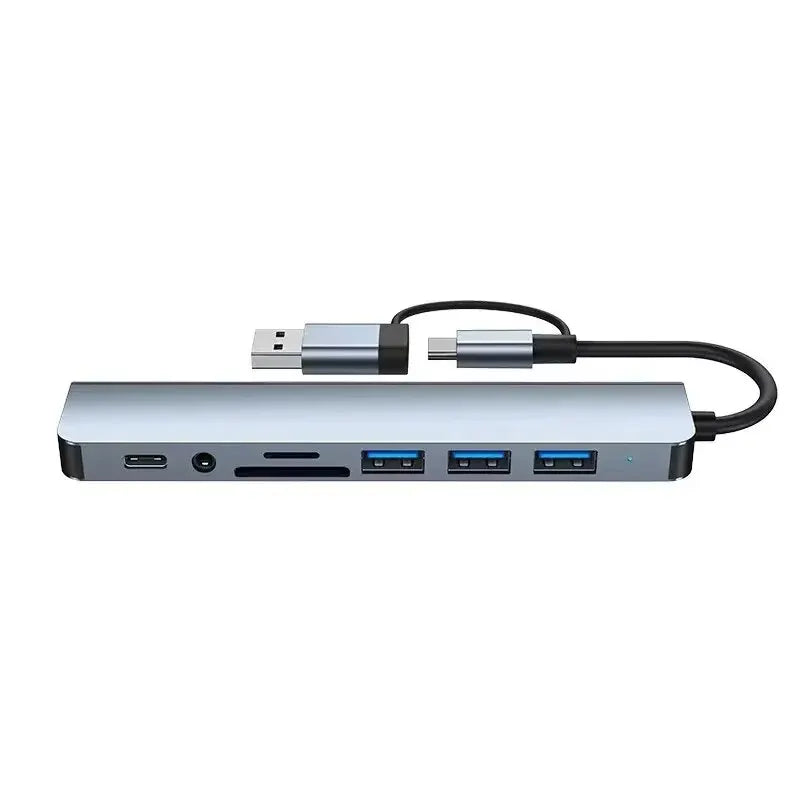 8-in-2 USB Hub Docking Station – USB C, USB 3.0/2.0, SD/TF Card Reader & Audio Port
