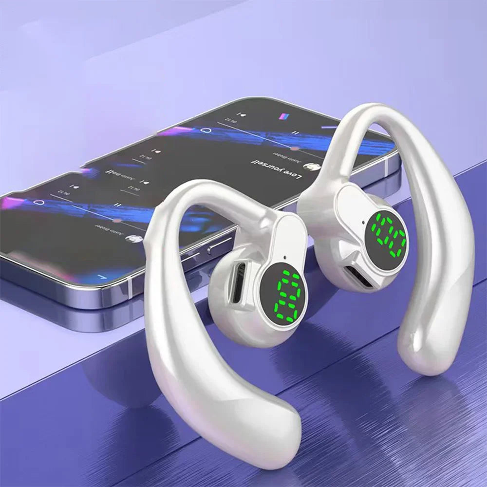 Bluetooth 5.4 Single-Ear Sports Earphone Noise Cancelling, 360° Rotating Earhook, Built-in Microphone