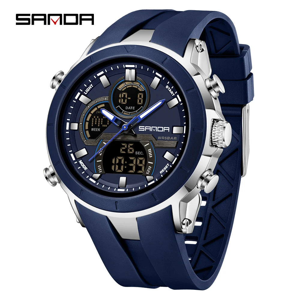 SANDA 6279 Men’s Sports Watch Dual Display, Luminous, Waterproof & Shock Resistant