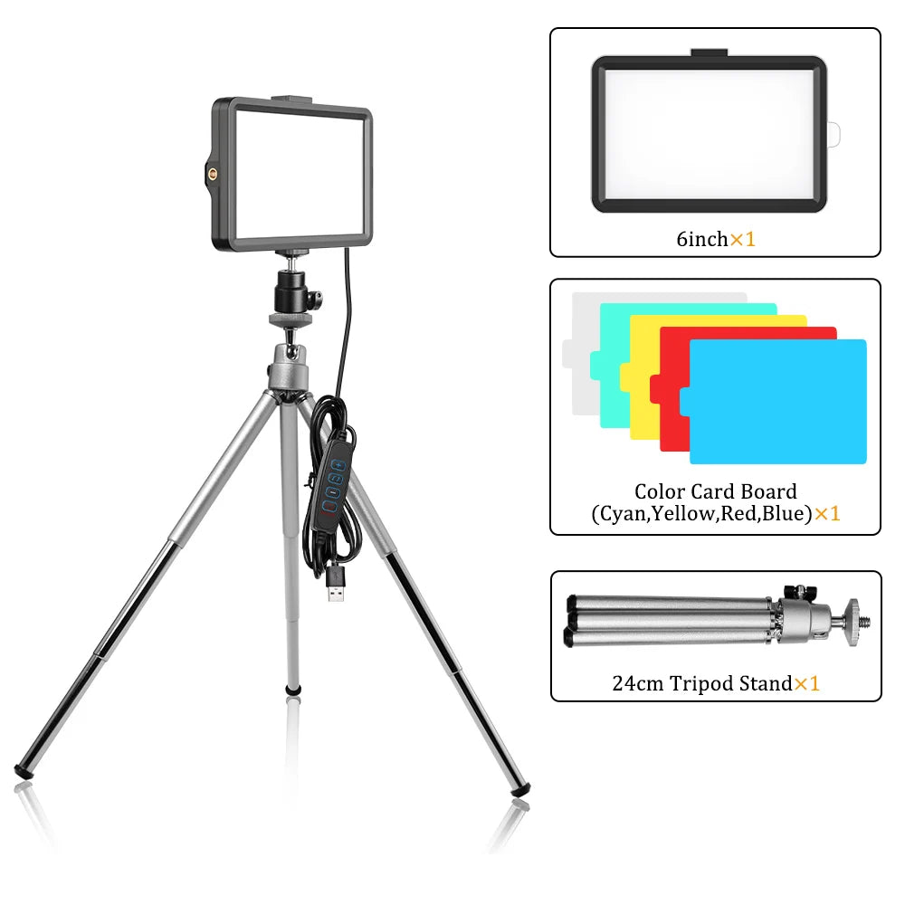 6" RGB LED Light Panel with Tripod Ideal for Video, Live Streaming & Studio