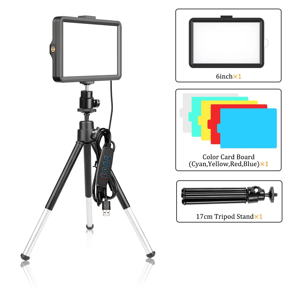 6" RGB LED Light Panel with Tripod Ideal for Video, Live Streaming & Studio