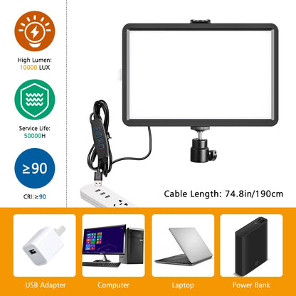 RGB LED Light Panel with Tripod Ideal for Video, Live Streaming & Studio