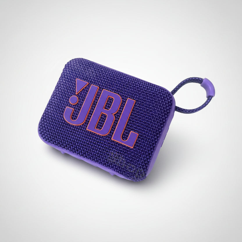 Purple JBL speaker on a white background