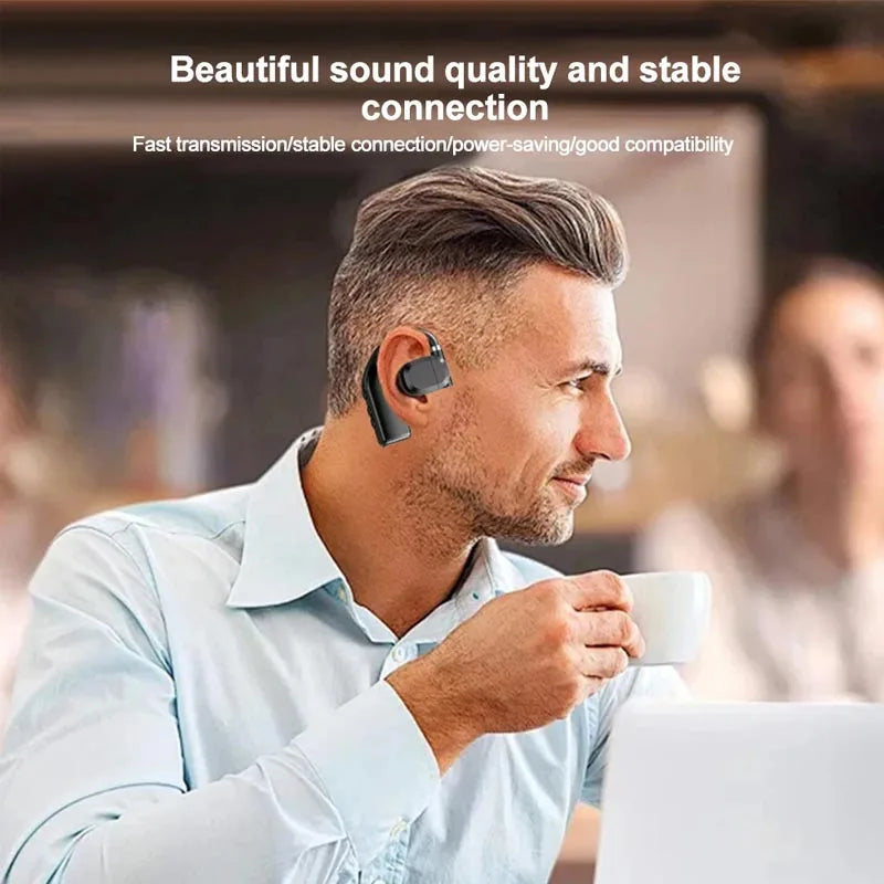 Bluetooth 5.3 Wireless Headphone 180° Rotation Business Headset With Mic LED Display Ear-hook Touch Control Sports Hifi Earphone