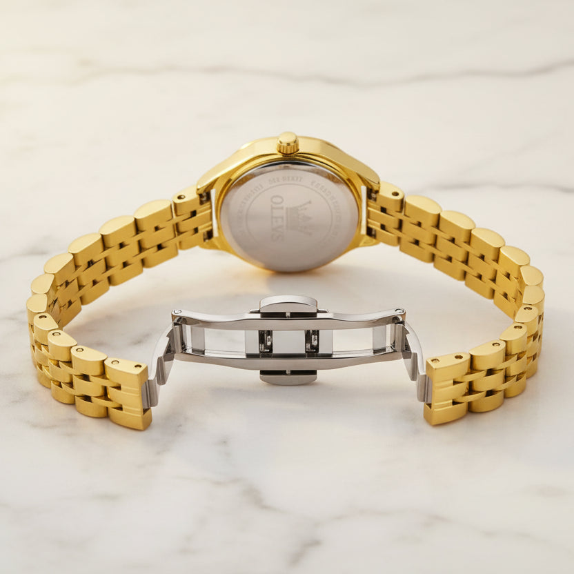 OLEVS 5888 Luxury Gold Diamond Square Watch for Women