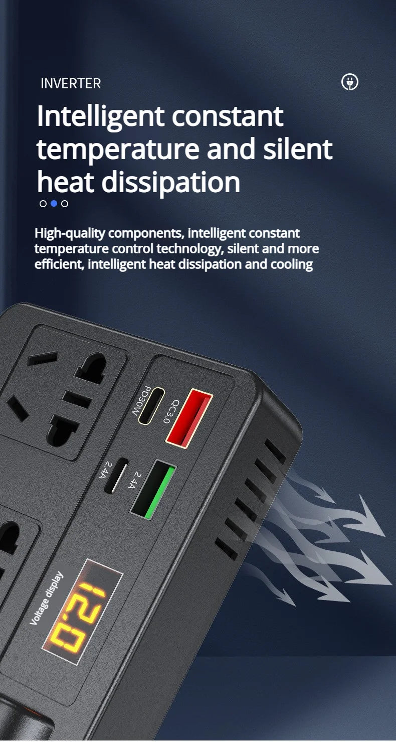 2026 NEW Car Inverter. DC 12V/24V to 110V/220V Multi-Functional Power Converter