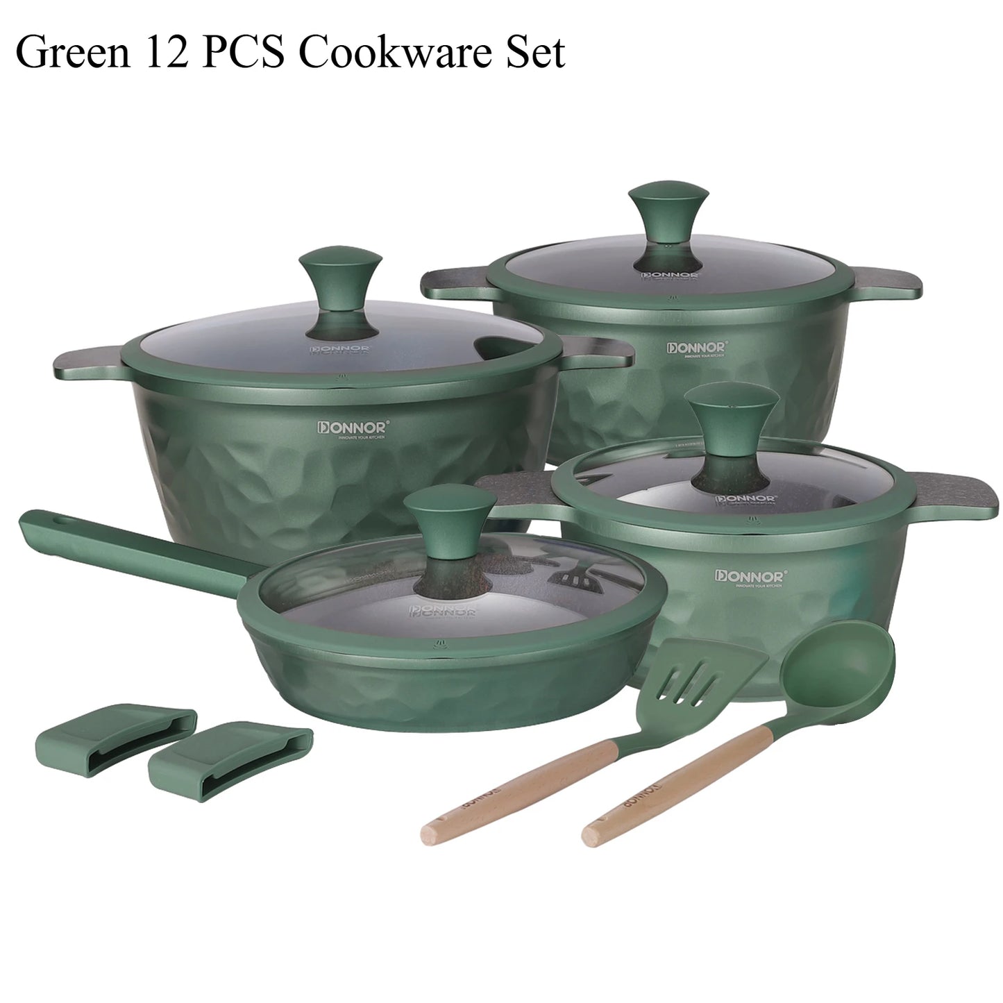 DONNOR 12-Piece Ceramic Cookware Set – Non-Stick, Non-Toxic Pots and Pans for Healthy Cooking