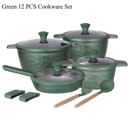 DONNOR 12-Piece Ceramic Cookware Set – Non-Stick, Non-Toxic Pots and Pans for Healthy Cooking