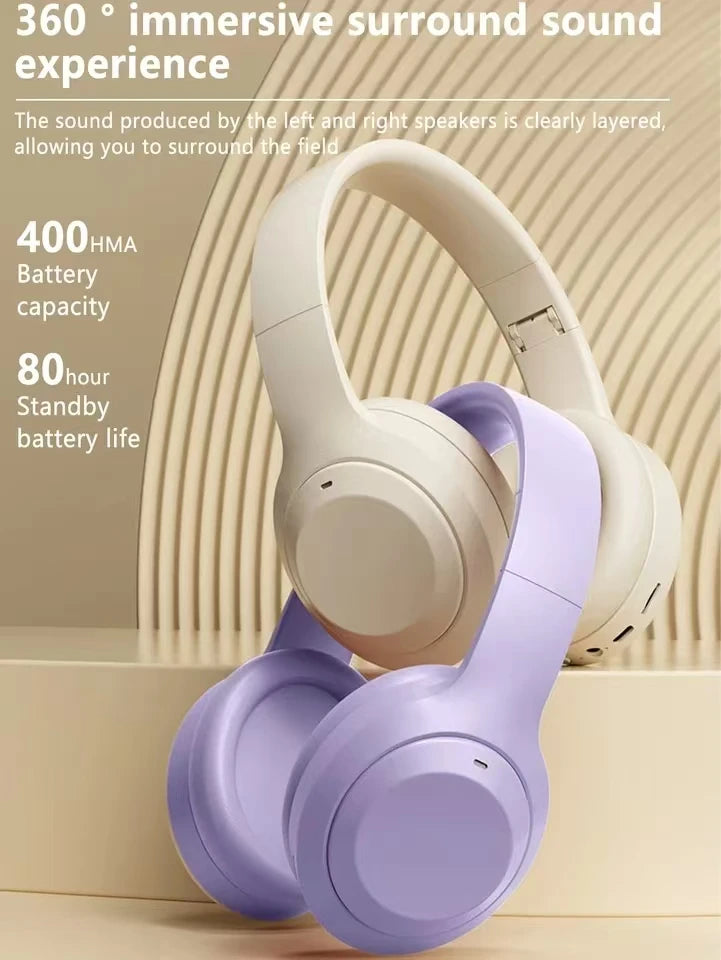 Wireless Bluetooth 5.3 Over-Ear Headphones with Mic | HIFI Stereo Gamer Headset TF/AUX Music Player
