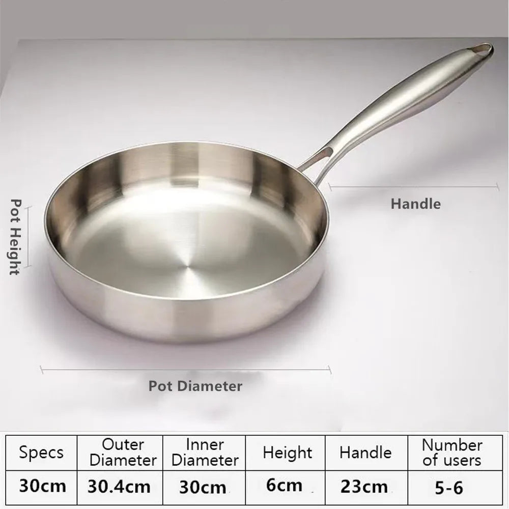 316 Stainless Steel Nonstick Frying Pan Wok for Gas and Induction Cooktops