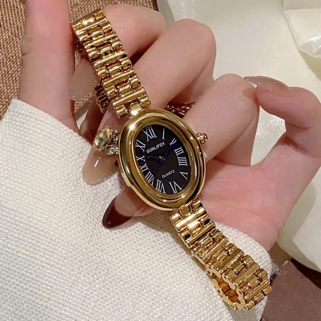 Sunlifex Oval Dial Gold Women’s Quartz Watch
