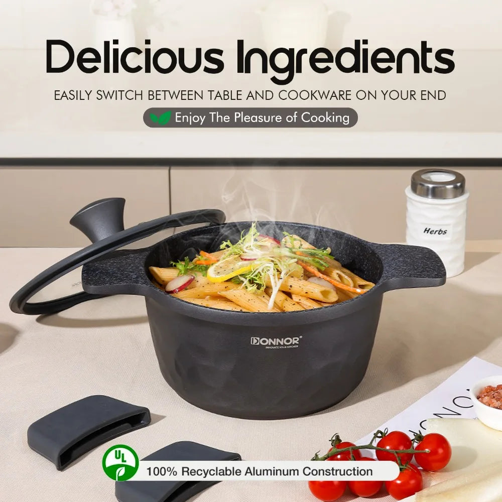 DONNOR 12-Piece Ceramic Cookware Set – Non-Stick, Non-Toxic Pots and Pans for Healthy Cooking