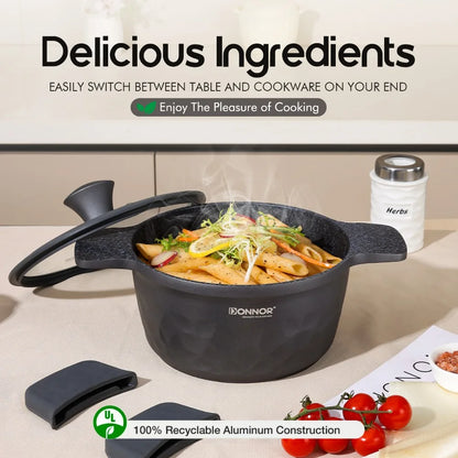 DONNOR 12-Piece Ceramic Cookware Set – Non-Stick, Non-Toxic Pots and Pans for Healthy Cooking