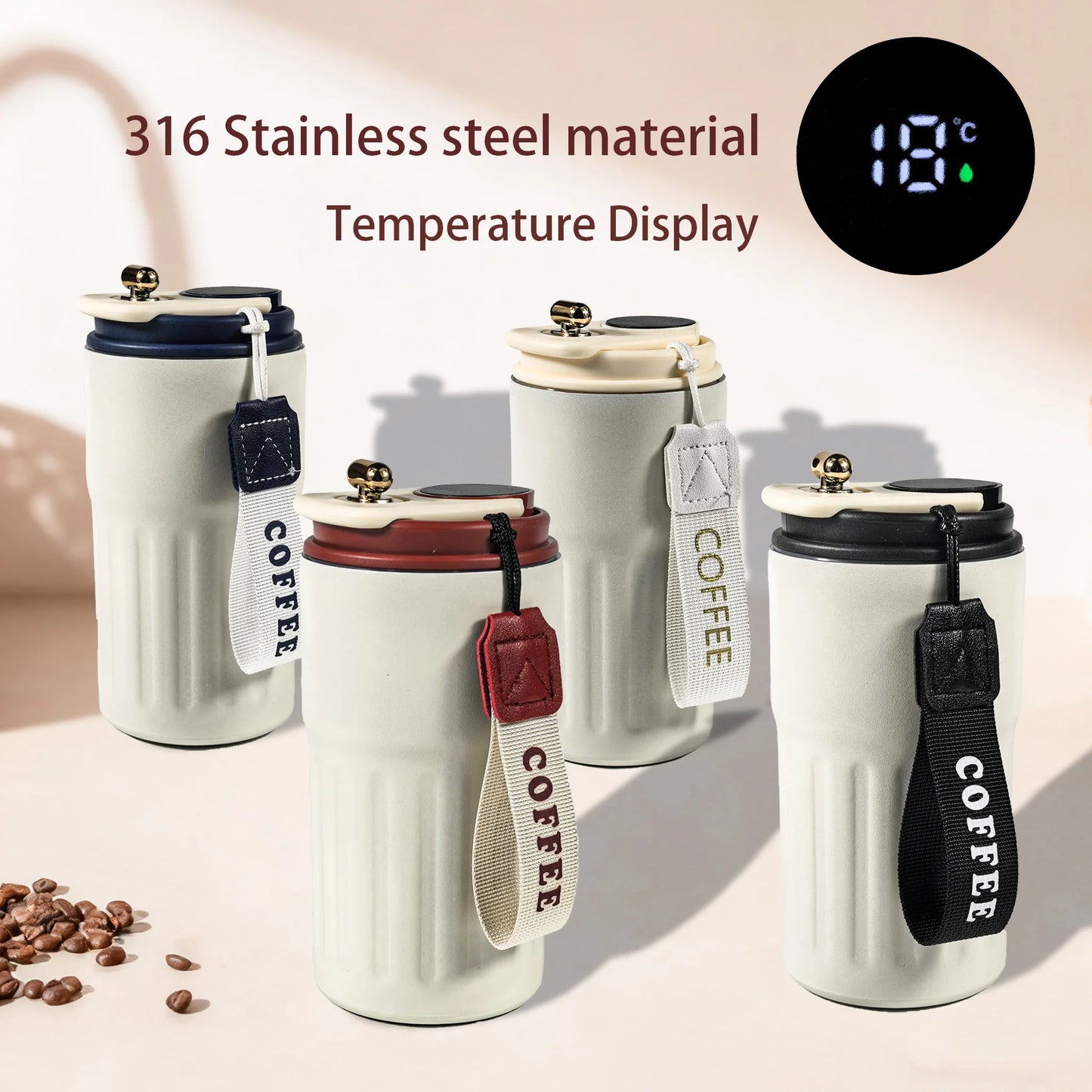 LED Temperature Thermos Bottle – 316 Stainless Steel, 450ml