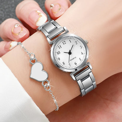 Square Women’s Watch & Heart Bracelet Set