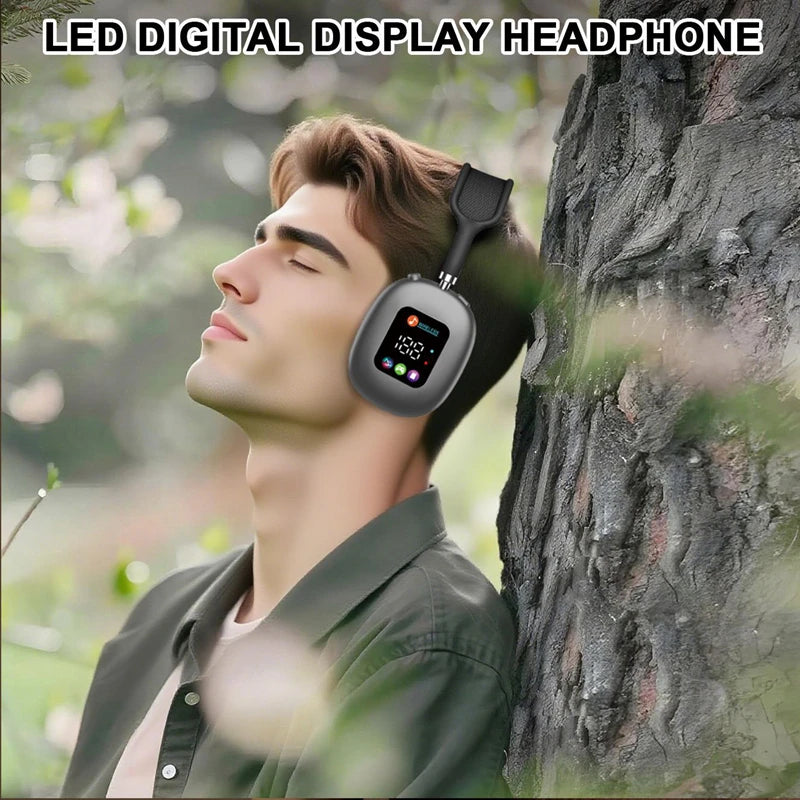 Wireless Bluetooth Earphones with RGB Digital Display and Card Reader
