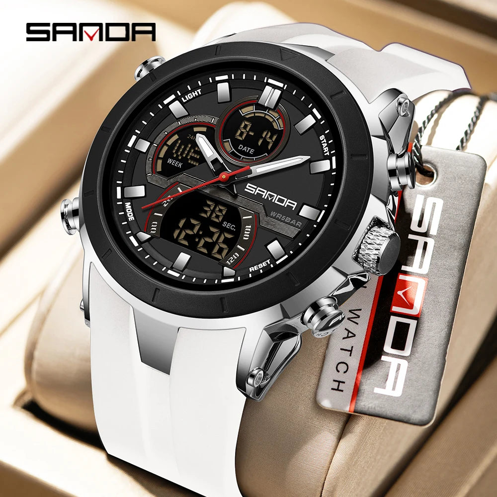 SANDA 6279 Men’s Sports Watch Dual Display, Luminous, Waterproof & Shock Resistant