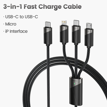 Toocki 3-in-1 USB C Cable Fast Charging for iPhone and Android