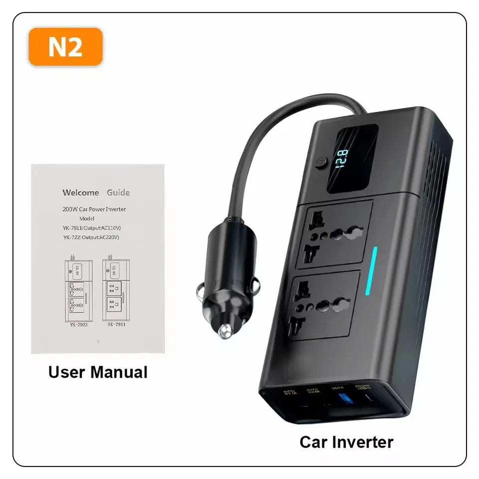 Car 220v Inverter 12 to 220 Voltage Power Converter 200W for 12V Vehicles
