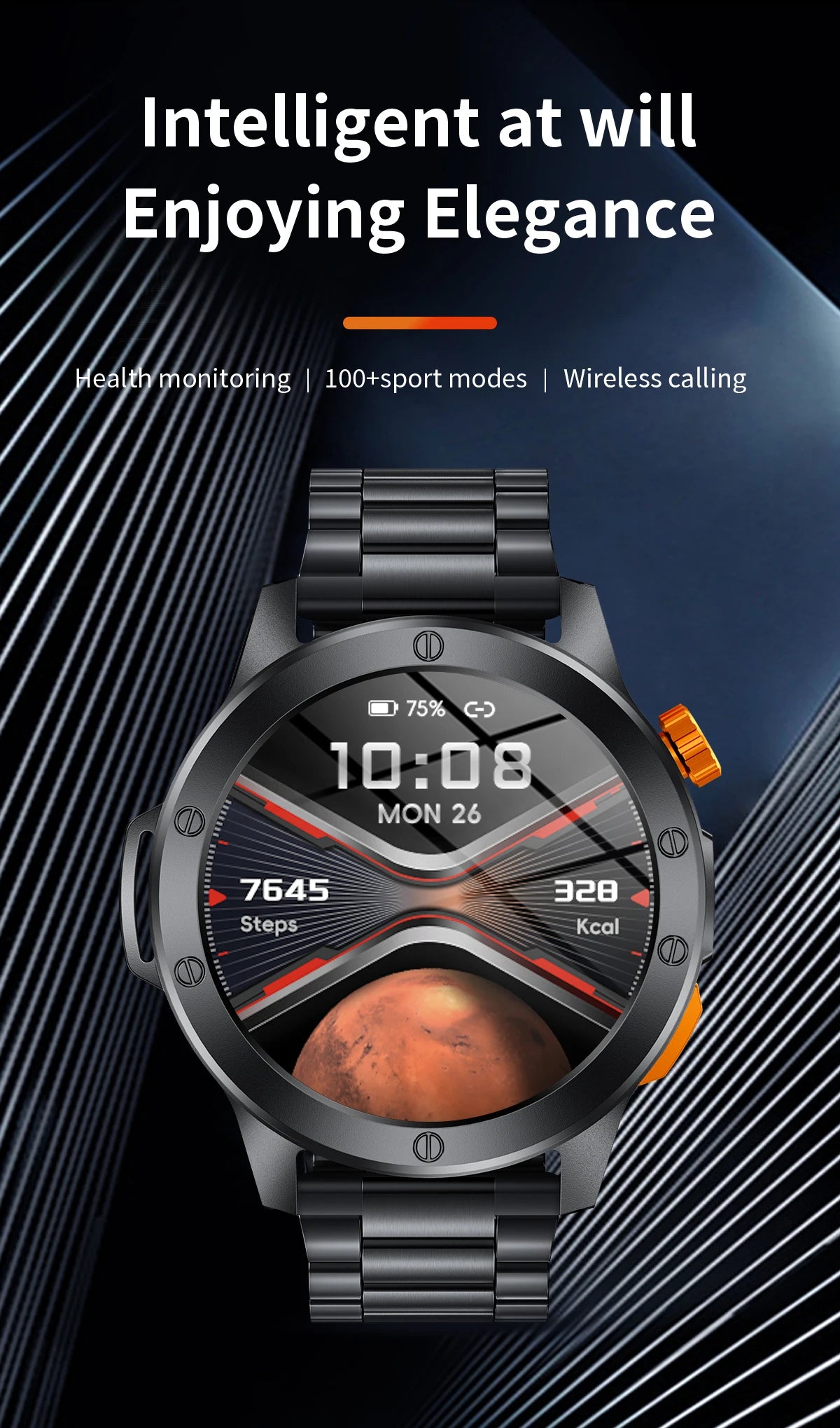 LIGE Fashion Smart Watch for Men Voice Assistant Bluetooth Call Heart Rate and Fitness Tracker IP68 Waterproof