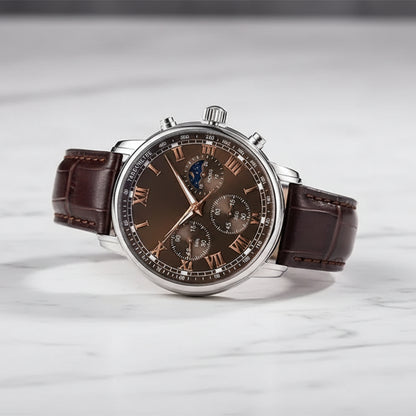 Men’s Casual Quartz Watch with Leather Strap