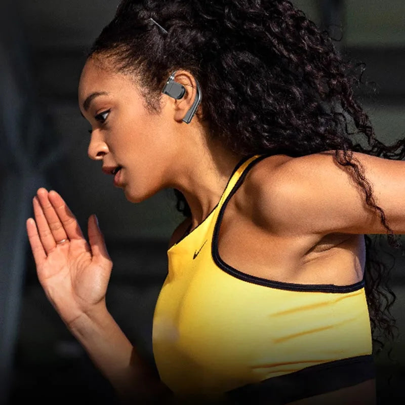 Bluetooth 5.3 Wireless Headphone 180° Rotation Business Headset With Mic LED Display Ear-hook Touch Control Sports Hifi Earphone