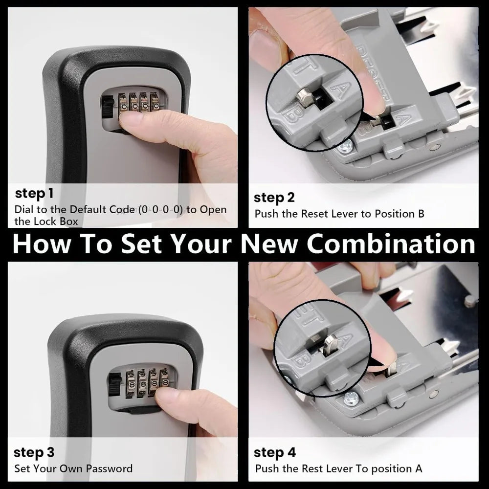 Wall Mount Key Lock Box - 4 Digit Combination Security Safe