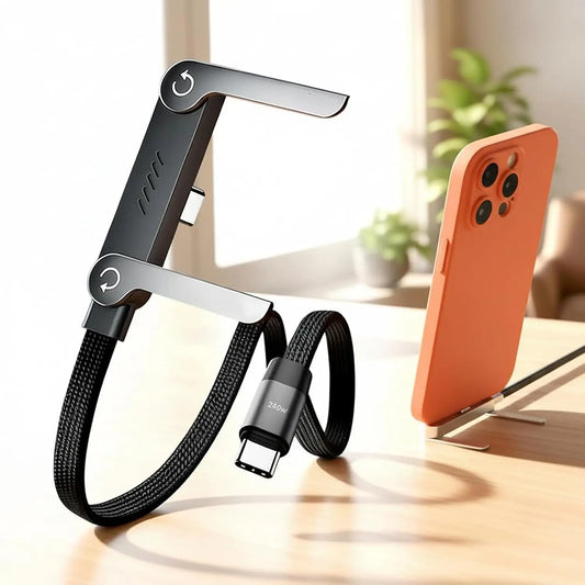 Ultra-Fast Type-C USB Charging Cable with Foldable Phone Holder