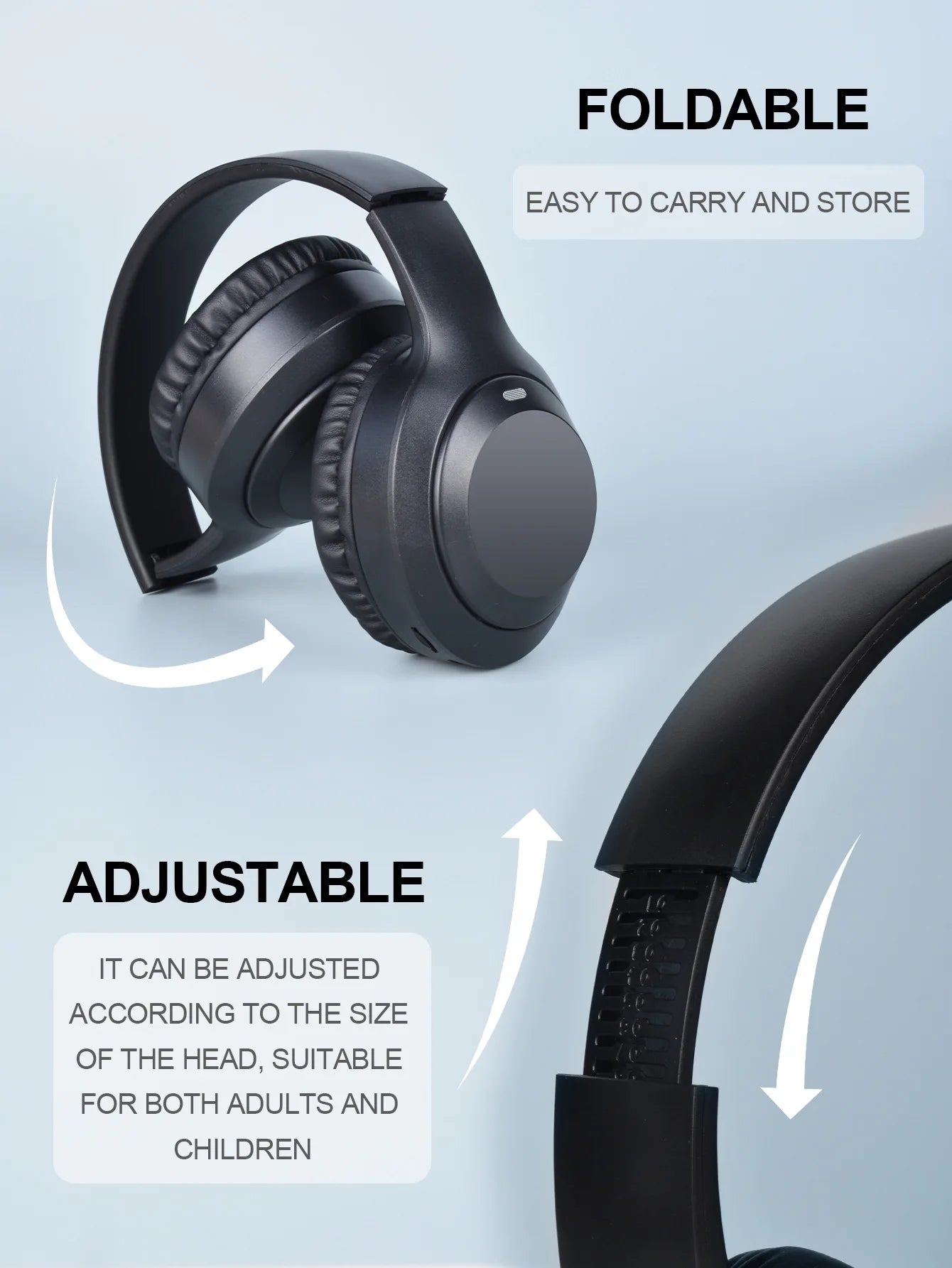 Wireless Bluetooth 5.3 Over-Ear Headphones with Mic | HIFI Stereo Gamer Headset TF/AUX Music Player