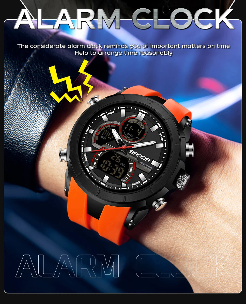 SANDA 6279 Men’s Sports Watch Dual Display, Luminous, Waterproof & Shock Resistant