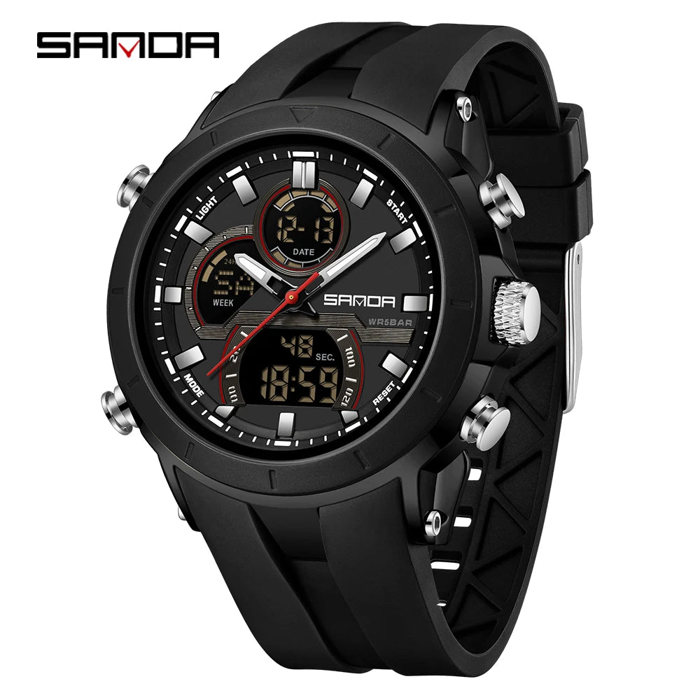 SANDA 6279 Men’s Sports Watch Dual Display, Luminous, Waterproof & Shock Resistant