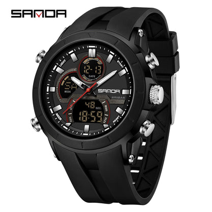 SANDA 6279 Men’s Sports Watch Dual Display, Luminous, Waterproof & Shock Resistant