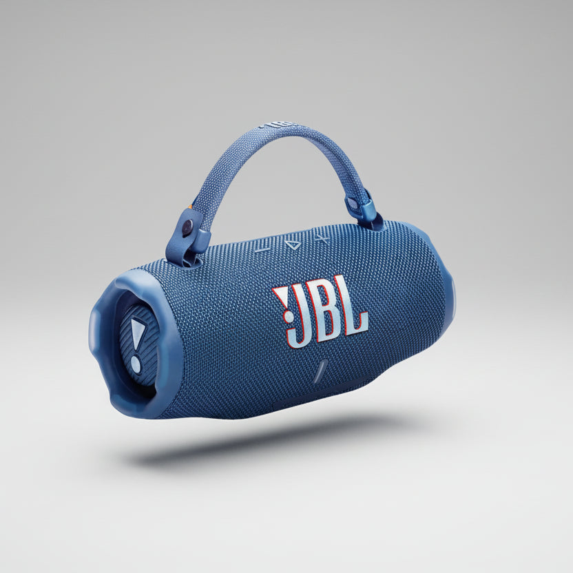 Blue JBL speaker with JBL logo on a white background