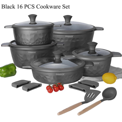 DONNOR 12-Piece Ceramic Cookware Set – Non-Stick, Non-Toxic Pots and Pans for Healthy Cooking