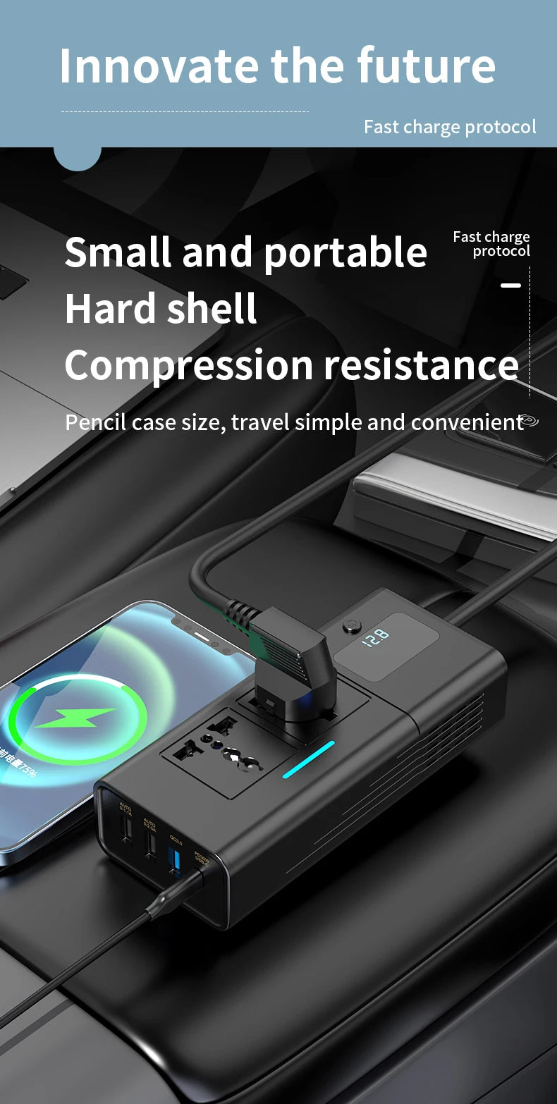 Car Inverter Car Cigarette Iighter 12v Can Be Converted To 110v Or 220v Power Conversion Fast Charger Car Socket Multi-Function