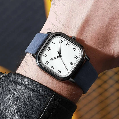 YOLAKO Fashion Square Men’s Quartz Watch  Leather Band, Arabic Dial, Casual Business Style