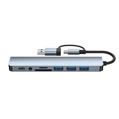 8-in-2 USB Hub Docking Station – USB C, USB 3.0/2.0, SD/TF Card Reader & Audio Port
