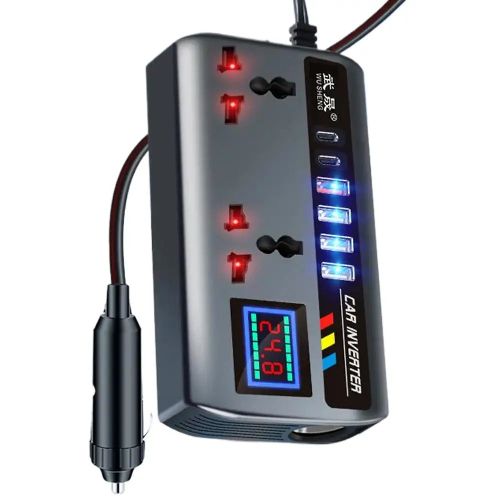 Portable Car Inverter Converter Fast Charging Ports Automotive Charger 12V/24V To 220V Inverter 3 USB Ports Vehicle Accessories