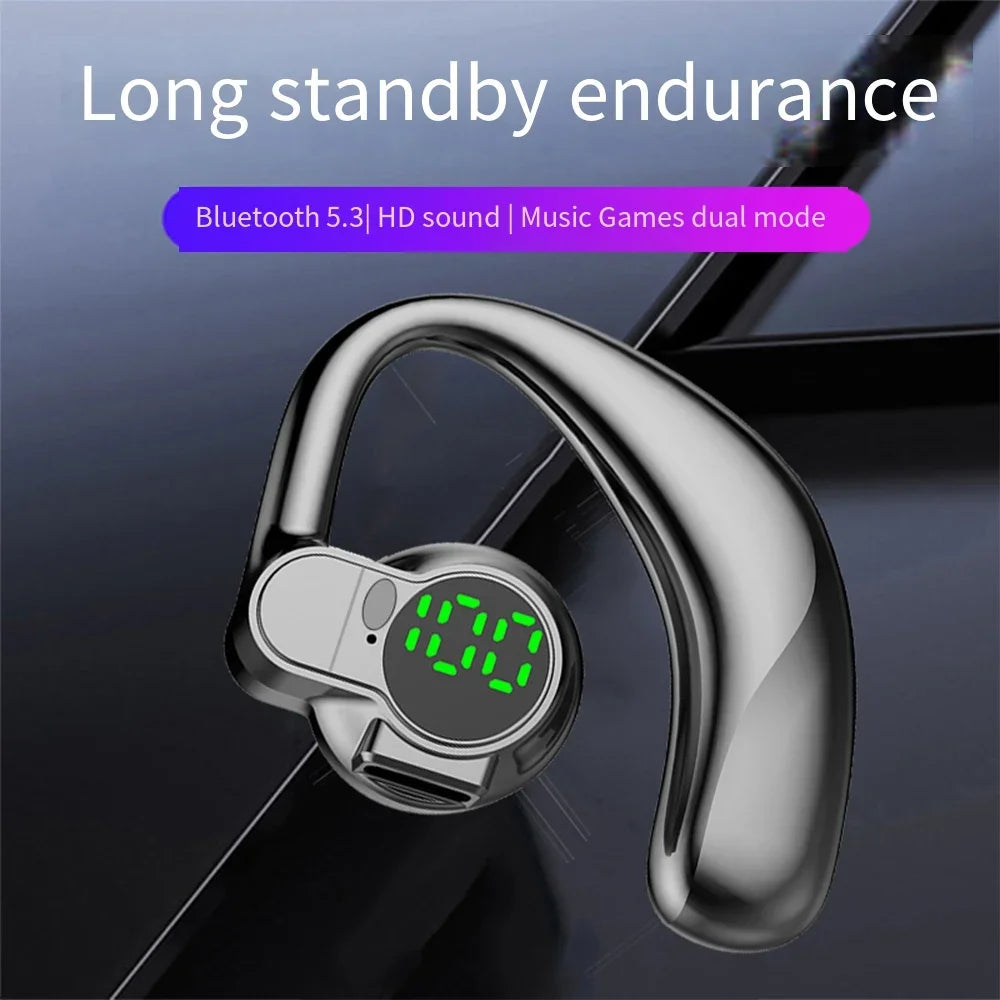 Bluetooth 5.4 Single-Ear Sports Earphone Noise Cancelling, 360° Rotating Earhook, Built-in Microphone