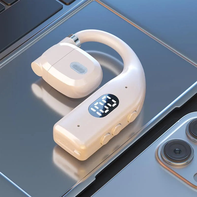 Bluetooth 5.3 Wireless Headphone 180° Rotation Business Headset With Mic LED Display Ear-hook Touch Control Sports Hifi Earphone