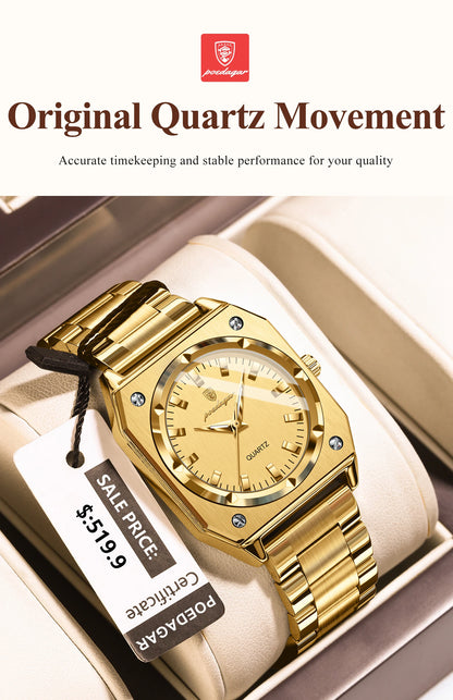 POEDAGAR Luxury Square Women’s Quartz Watch