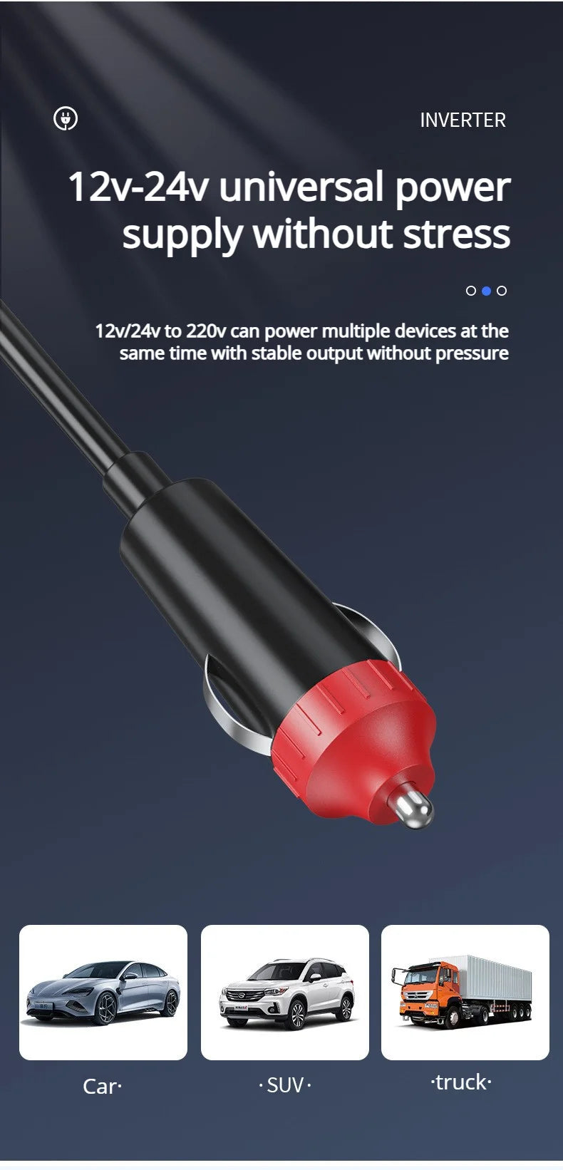 2026 NEW Car Inverter. DC 12V/24V to 110V/220V Multi-Functional Power Converter