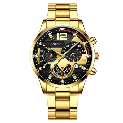MOONBIFFY Luxury Men’s Stainless Steel Quartz Watch  Luminous, Calendar, Business Casual Style