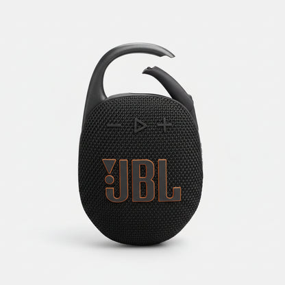 Black JBL speaker with JBL logo on a white background