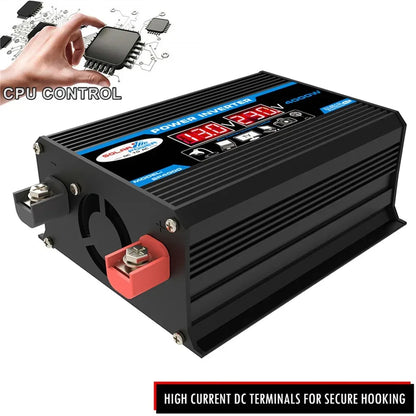 FUYUN 4000W Power Inverter 12V to 220V, Dual LCD, Universal Socket, USB Fast Charging